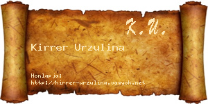 Kirrer Urzulina névjegykártya